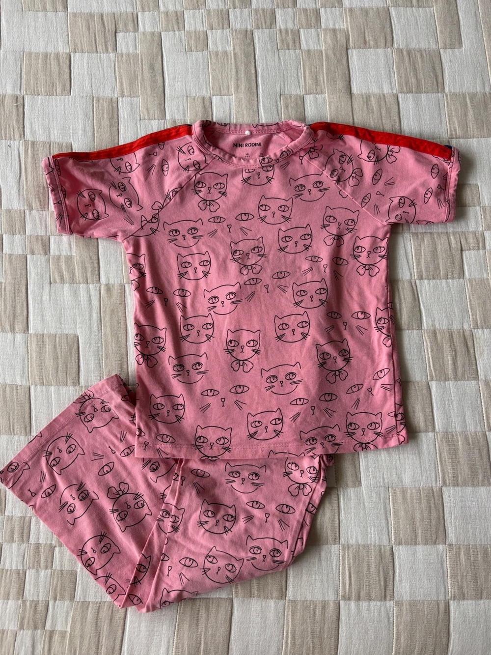 Mini Rodini Pink Cat print matching set 5-7